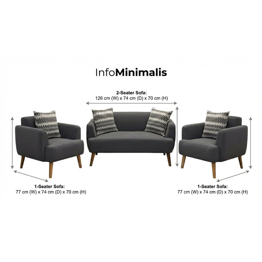 Kinami - Ajeg - Sofa Set 2-1-1 Seater Minimalis Kanaba Tahan Air Water Repellent / Sofa Set Empuk Santai Modern Gaya Japandi - gambar 4