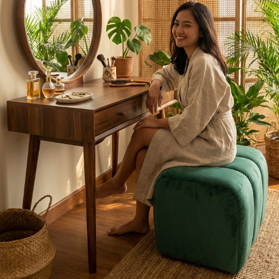 Kinami - Ajeg - Sofa Bench Square Yori 3 Lipatan / Stool Puff Pendek / Kursi Bangku Serbaguna Minimalis Modern - gambar 1