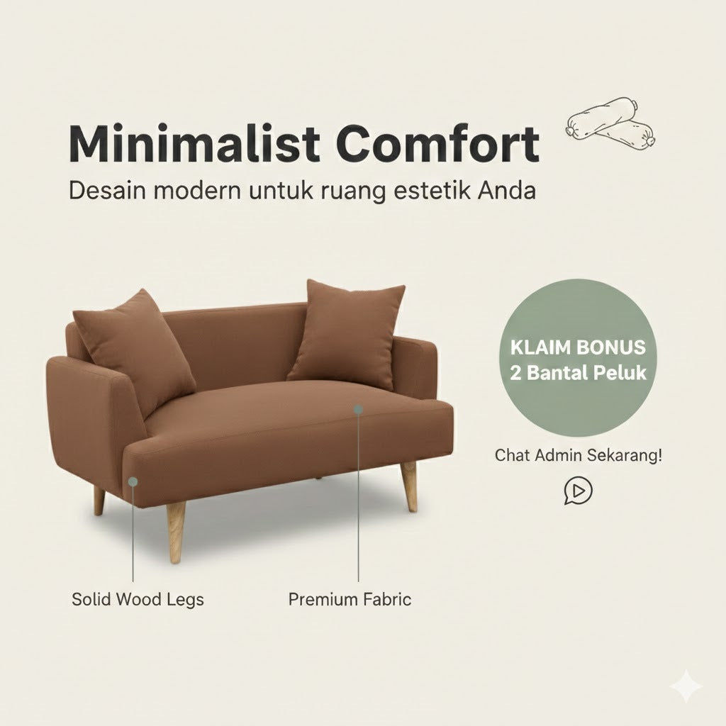 Kinami - Ajeg - Sofa 2 Seater Kanaba Tahan Air Water Repellent / Sofa Empuk Minimalis Untuk 2 Orang - gambar 2