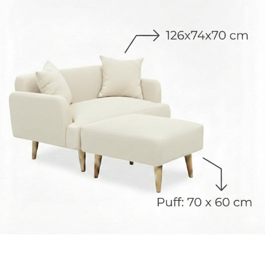 Kinami - Ajeg - Sofa 2 Seater Sudut Kanaba Tahan Air Water Repellent / Sofa Empuk Santai Modern Gaya Japandi Minimalis - gambar 3
