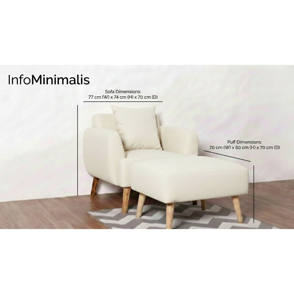 Kinami - Ajeg - Sofa 1 Seater Sudut Kanaba Tahan Air Water Repellent / Sofa Selonjoran dan Lesehan Modern Minimalis Untuk 1 Orang - gambar 4