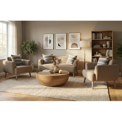 Kinami - Ajeg - Sofa Set 2-1-1 Seater Minimalis Kanaba Tahan Air Water Repellent / Sofa Set Empuk Santai Modern Gaya Japandi - gambar 3