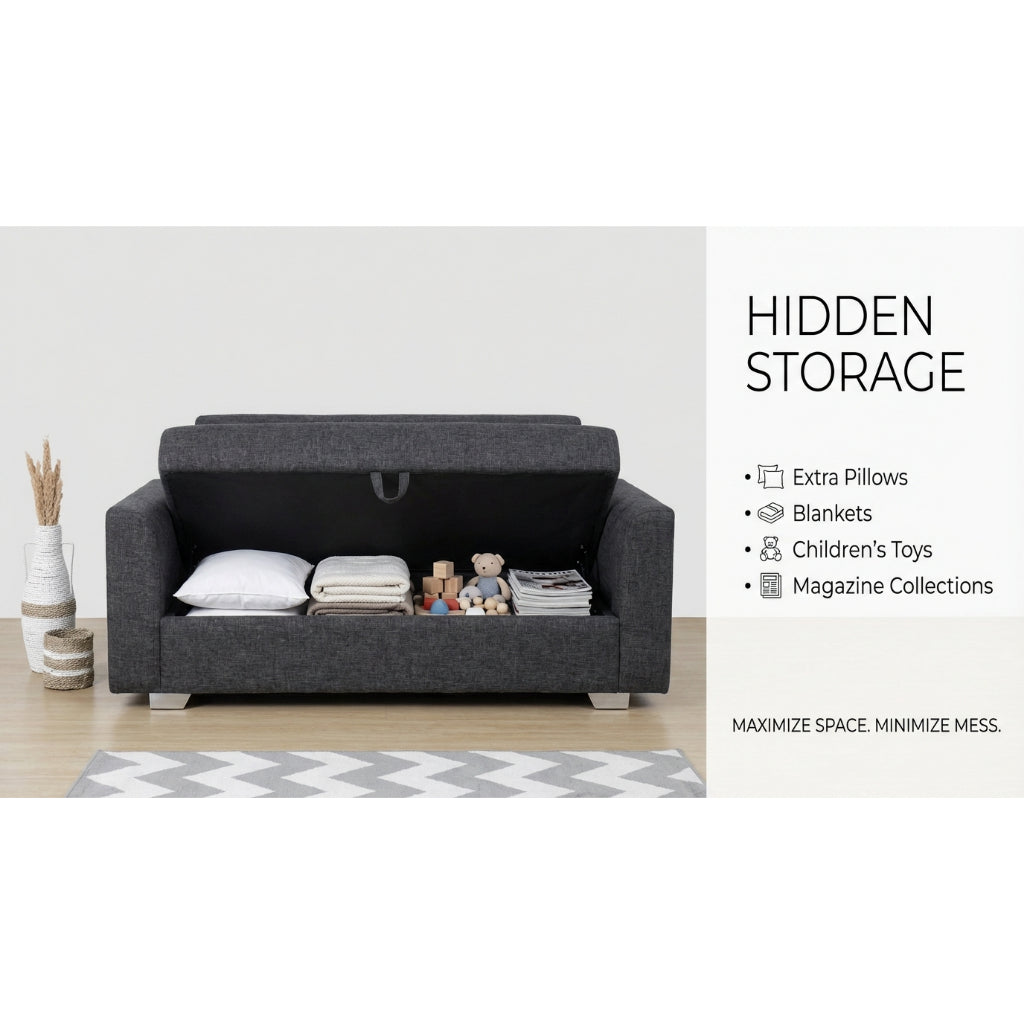 Kinami - Ajeg - Sofa Storage Box Narumi / Sofa 2 Seater Anti Cakar / Stool Bench Minimalis 2 Dudukan dengan Penyimpanan - gambar 7