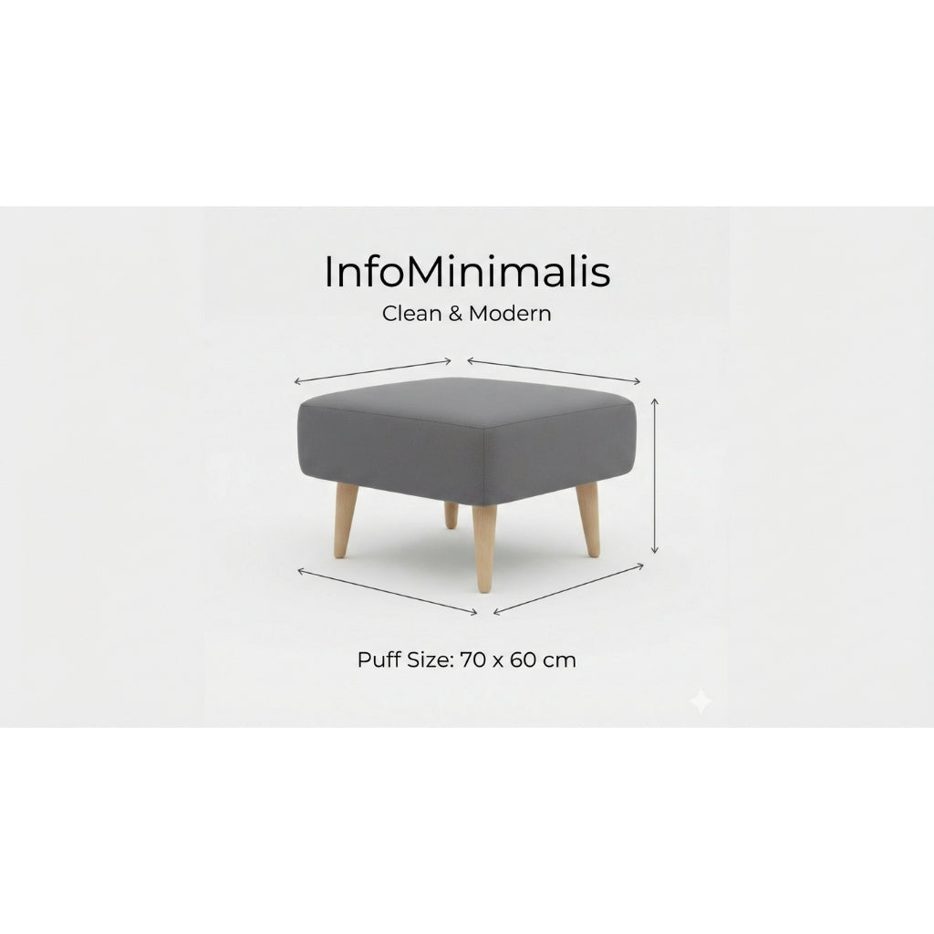 Kinami - Ajeg - Puff Sofa Kanaba Tahan Air Water Repellent Empuk Minimalis Modern / Stool Bench Square / Kursi Bangku Serbaguna / Meja Tamu Coffee Table Ruang Tamu - gambar 5