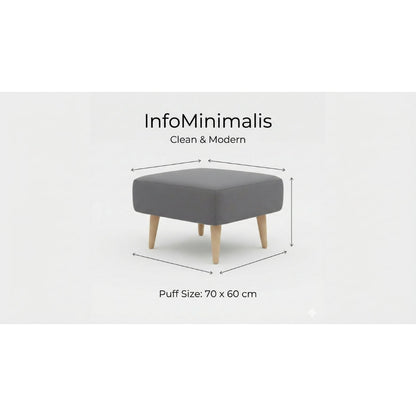 Kinami - Ajeg - Puff Sofa Kanaba Tahan Air Water Repellent Empuk Minimalis Modern / Stool Bench Square / Kursi Bangku Serbaguna / Meja Tamu Coffee Table Ruang Tamu - gambar 5