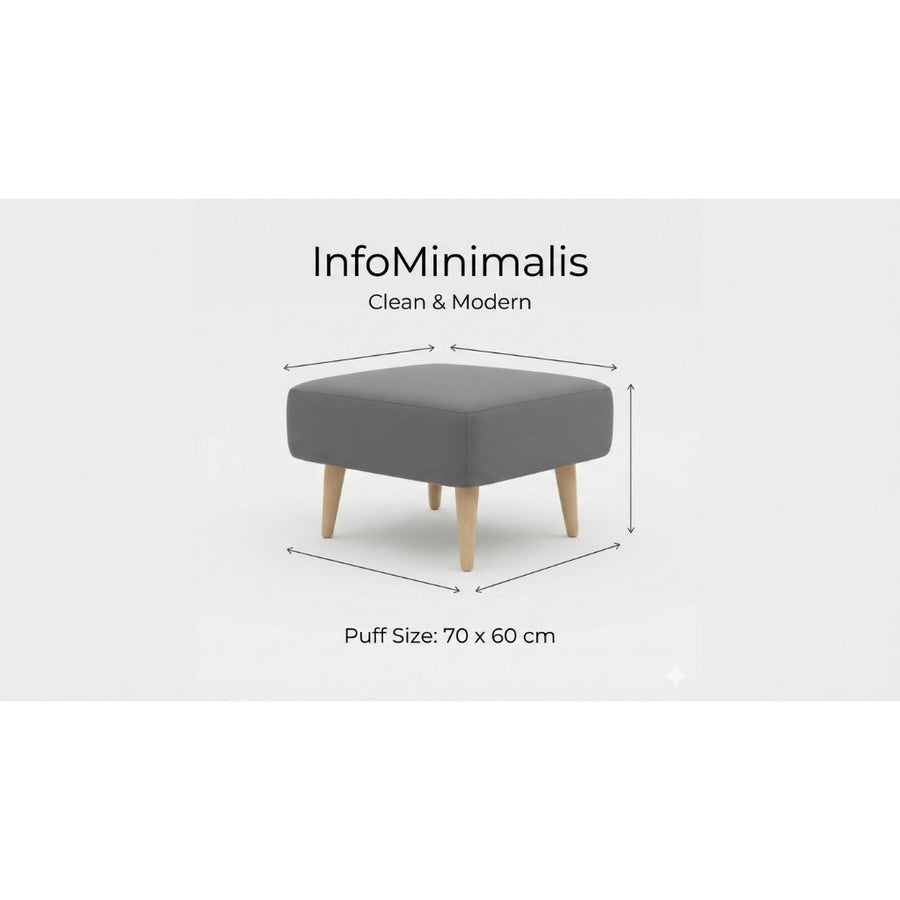 Kinami - Ajeg - Puff Sofa Kanaba Tahan Air Water Repellent Empuk Minimalis Modern / Stool Bench Square / Kursi Bangku Serbaguna / Meja Tamu Coffee Table Ruang Tamu - gambar 5