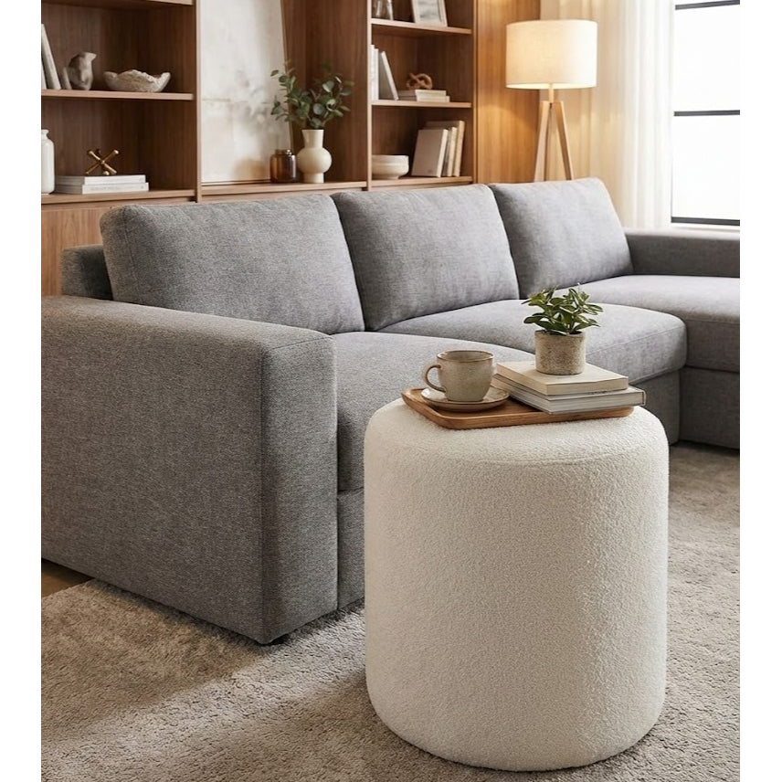 Kinami - Ajeg - Stool Bulat Nami Anti Cakar / Sofa Minimalis / Kursi Bangku Bulat / Kursi Rias Make Up Aesthetic - gambar 1