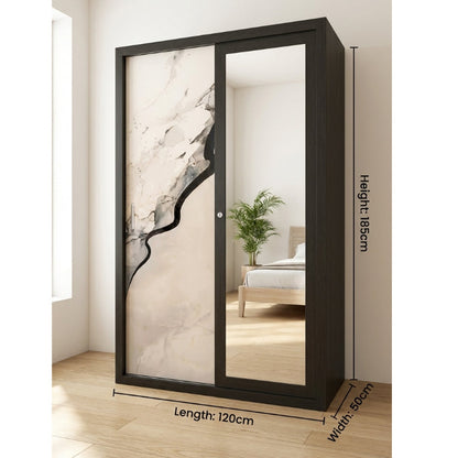 Lemari Pakaian Sliding Door 2 Pintu Jumbo - Lemari Pakaian Full Kaca Cermin Mirror Besar 1 Badan Minimalis Modern - gambar 8