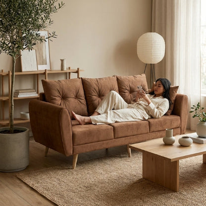 Kinami - Ajeg - Sofa 3 Seater Kobe Anti Cakar / Sofa Untuk 3 Orang Gaya Japandi Minimalis Modern Empuk dan Santai - gambar 3