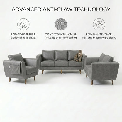Kinami - Ajeg - Sofa Set 3-2-1 Seater Aiko Anti Cakar / Sofa Minimalis Modern Empuk dan Santai Gaya Japandi - gambar 7