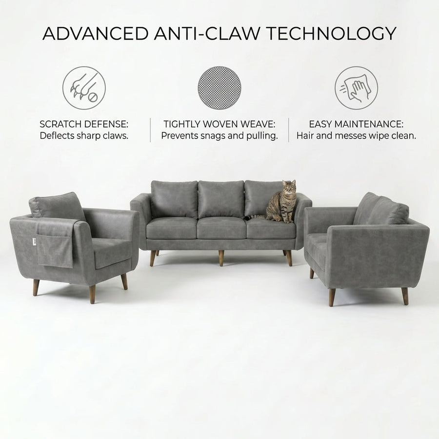 Kinami - Ajeg - Sofa Set 3-2-1 Seater Aiko Anti Cakar / Sofa Minimalis Modern Empuk dan Santai Gaya Japandi - gambar 7