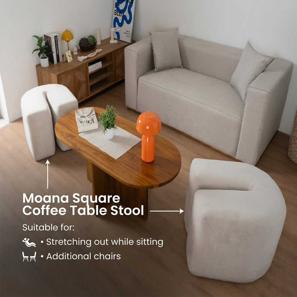 Kagumi - Ajeg - Meja Tamu Kayu Moana / Coffee Table Plus Set Stool Kotak Minimalis - gambar 3