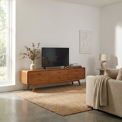 Kagumi - Ajeg - Buffet Yui 6 Laci / Lemari Kayu Jati / Rak Penyimpanan Modern Minimalis - gambar 1