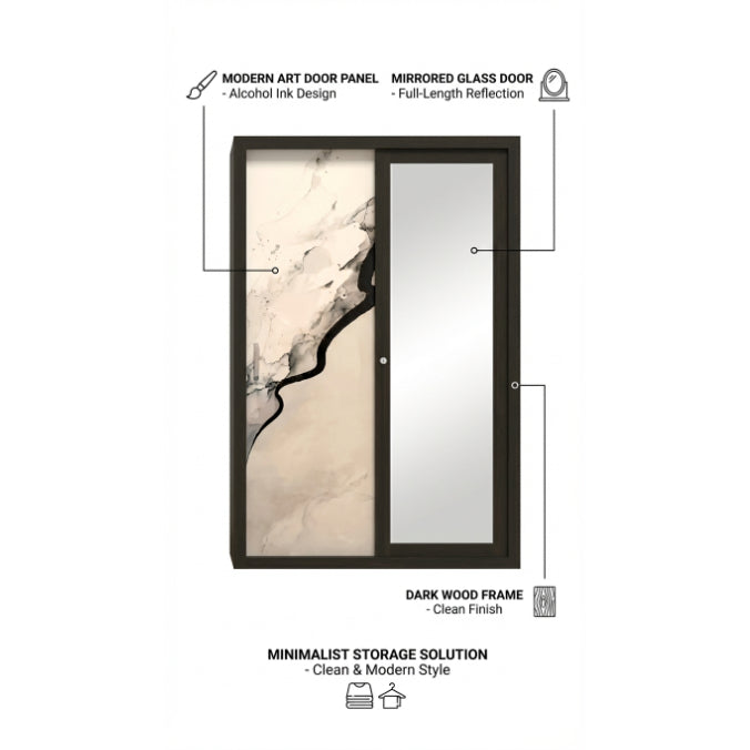 Lemari Pakaian Sliding Door 2 Pintu Jumbo - Lemari Pakaian Full Kaca Cermin Mirror Besar 1 Badan Minimalis Modern - gambar 6