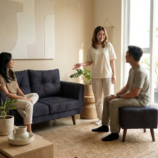 Kinami - Ajeg - Sofa 2 Seater Sudut Kobe Anti Cakar / Sofa 2 Dudukan Minimalis Modern Empuk dan Santai Gaya Japandi - gambar 5