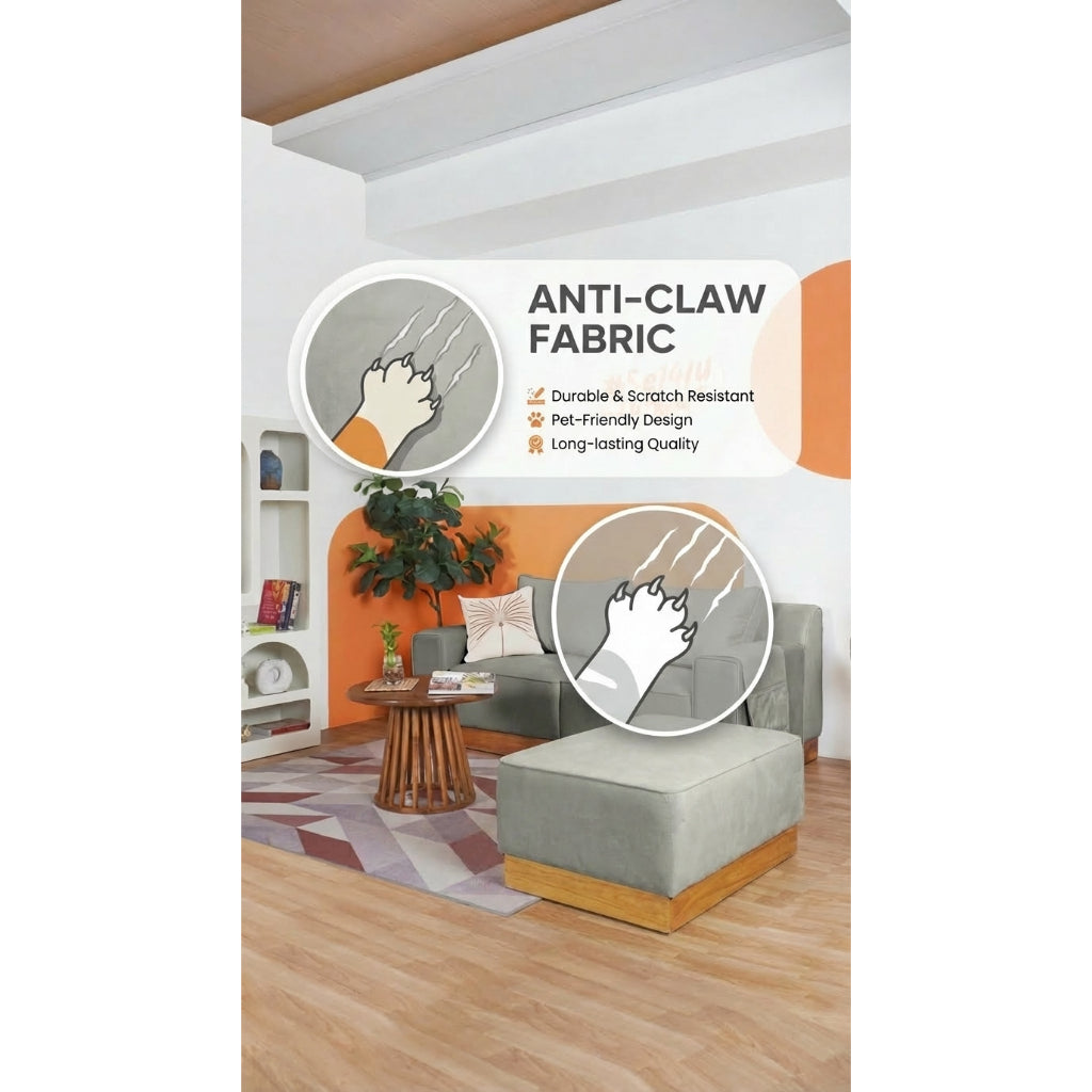 Kinami - Ajeg - Sofa 2 Seater Sudut New Shizu Anti Cakar / Sofa 2 Dudukan Minimalis Modern Empuk dan Santai Gaya Japandi - gambar 6