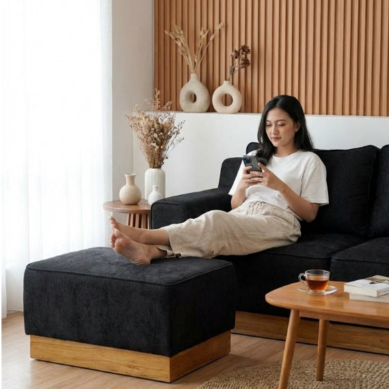 Kinami - Ajeg - Sofa 2 Seater Sudut New Shizu Anti Cakar / Sofa 2 Dudukan Minimalis Modern Empuk dan Santai Gaya Japandi - gambar 3