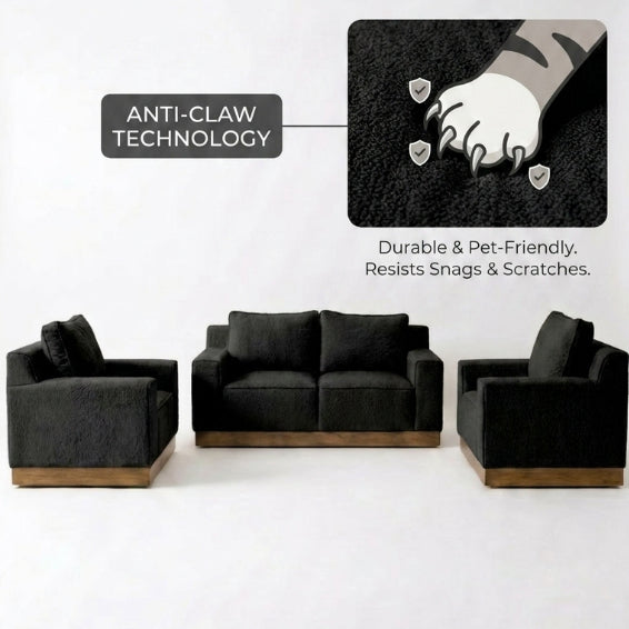 Kinami - Ajeg - Sofa Set 2-1-1 Seater Shizu Anti Cakar / Sofa 2 dan 1 Dudukan Untuk Ruang Tamu Minimalis Modern / Kursi Empuk dan Santai Gaya Japandi Untuk 2 dan 1 Orang - gambar 4