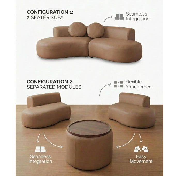 Kinami - Ajeg - Sofa 2 Seater Modular Curvy Yori / Sofa Untuk 2 Orang Desain Mewah Modern Minimalis / Sofa 2 Dudukan Lepasan Full Busa Untuk Selonjoran - gambar 3