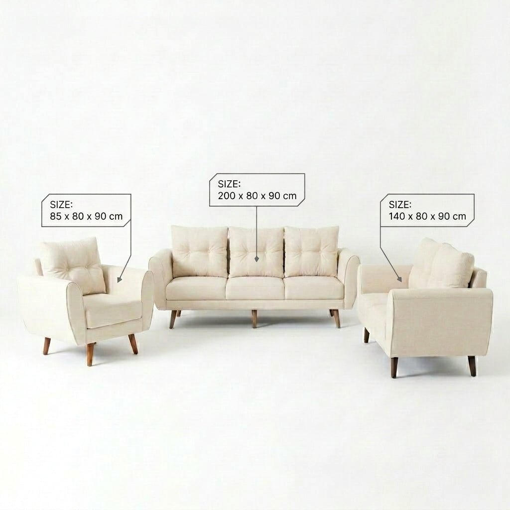 Kinami - Ajeg - Sofa Set 3-2-1 Seater Kobe Anti Cakar / Sofa Untuk Ruang Tamu Minimalis Modern / Kursi Empuk dan Santai Gaya Japandi - gambar 6