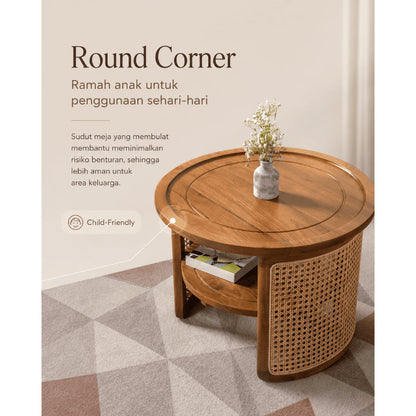 Kagumi - Ajeg - Meja Tamu Gina Bulat / Coffee Table Minimalis Modern - gambar 5