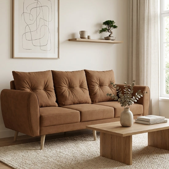 Kinami - Ajeg - Sofa 3 Seater Kobe Anti Cakar / Sofa Untuk 3 Orang Gaya Japandi Minimalis Modern Empuk dan Santai - gambar 1