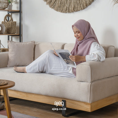 Kinami - Ajeg Sofa 2 Seater Sudut  Monza Sandaran Adjustable / Sofa 2 Dudukan Selonjoran Minimalis Modern / Dudukan  Ruang Tamu Aesthetic Untuk 2 Orang Armrest Modular Bongkar Pasang - gambar 7