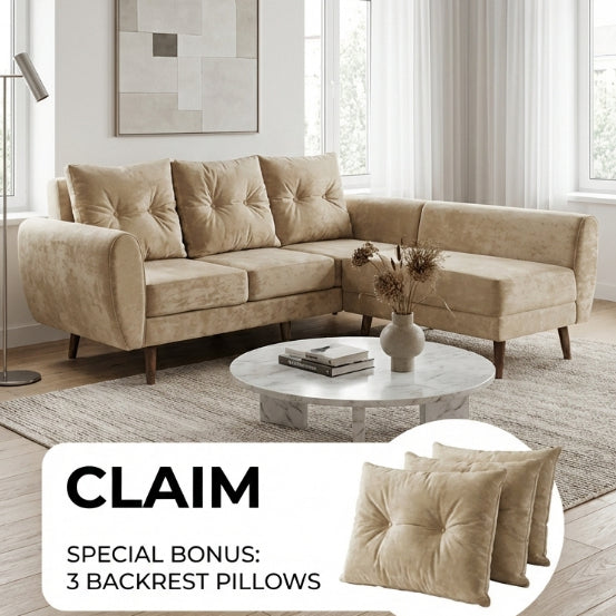 Kinami - Ajeg - Sofa 3 Seater Sudut Kobe Variasi Anti Cakar / Sofa 3 Dudukan Selonjoran dan Lesehan Minimalis Modern / Kursi Empuk Ruang Tamu Aesthetic Gaya Japandi Minimalis Modern Empuk dan Santai Untuk 3 Orang - gambar 5