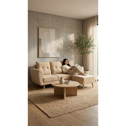 Kinami - Ajeg - Sofa 3 Seater Sudut Kobe Standar Anti Cakar / Sofa 3 Dudukan Selonjoran dan Lesehan Minimalis Modern / Kursi Empuk Ruang Tamu Aesthetic Gaya Japandi Minimalis Modern Empuk dan Santai Untuk 3 Orang - gambar 3