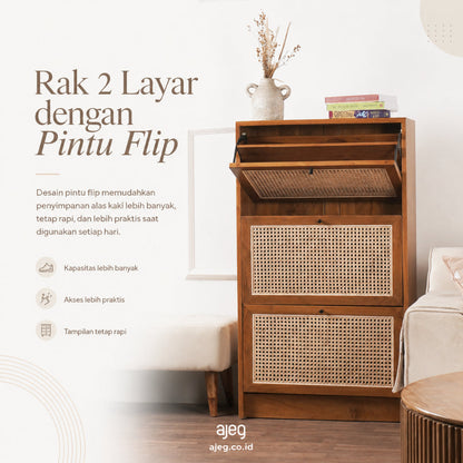 Kagumi - Ajeg - Rak Sepatu Tertutup Gina G1 3 Susun / Lemari Sepatu Sandal Minimalis Modern dengan Kapasitas Besar - gambar 5