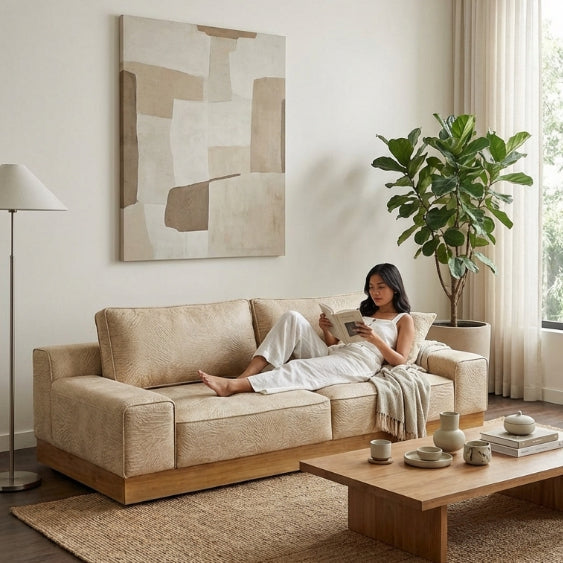 Kinami - Ajeg - Sofa 2 Seater Shizu Short Anti Cakar / Sofa 2 Dudukan Lesehan Minimalis Modern Empuk dan Santai Gaya Japandi - gambar 3