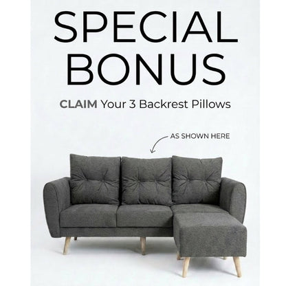 Kinami - Ajeg - Sofa 3 Seater Sudut Kobe Standar Anti Cakar / Sofa 3 Dudukan Selonjoran dan Lesehan Minimalis Modern / Kursi Empuk Ruang Tamu Aesthetic Gaya Japandi Minimalis Modern Empuk dan Santai Untuk 3 Orang - gambar 2