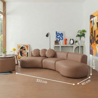Kinami - Ajeg - Sofa 3 Seater Modular Curvy Yori / Sofa Untuk 3 Orang Desain Mewah Modern Minimalis / Sofa 3 Dudukan Lepasan Full Busa Untuk Selonjoran - gambar 4