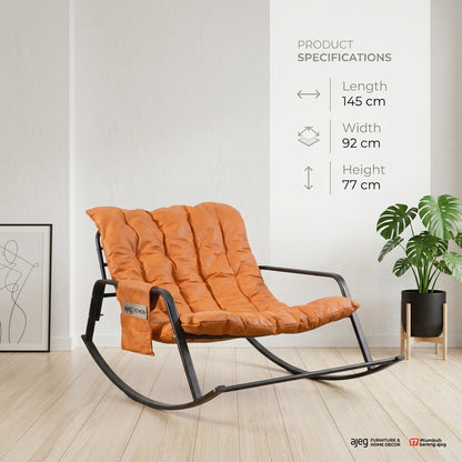 Kinami - Ajeg - Kursi Goyang Rocker Minimalis / Kursi Outdoor Untuk Balkon dan Teras Ruang Tamu - gambar 3