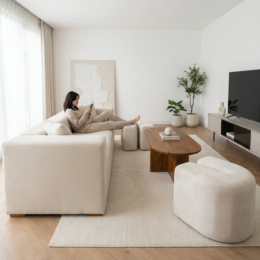 Kagumi - Ajeg - Meja Tamu Kayu Moana / Coffee Table Plus Set Stool Kotak Minimalis - gambar 4