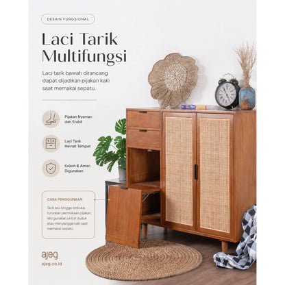 Kagumi - Ajeg - Rak Sepatu Tertutup dan Terbuka Gina G2 / Lemari Sepatu Sandal Minimalis Modern dengan Kapasitas Besar - gambar 6