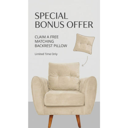 Kinami - Ajeg - Sofa 1 Seater Kobe Anti Cakar / Sofa 1 Dudukan Minimalis Modern / Kursi Empuk Ruang Tamu Aesthetic - gambar 2