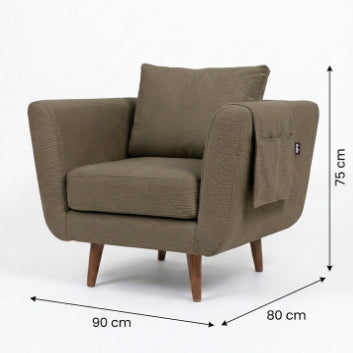Kinami - Ajeg - Sofa 1 Seater Aiko Anti Cakar / Sofa 1 Dudukan Minimalis Modern / Kursi Ruang Tamu Aesthetic Ergonomis - gambar 4