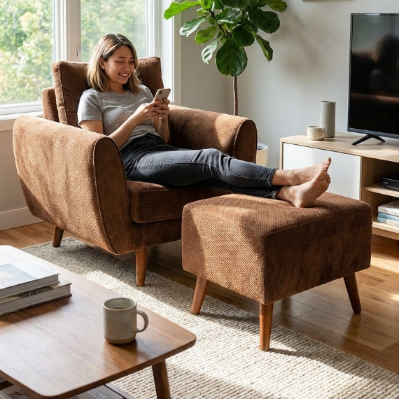 Kinami - Ajeg - Sofa 1 Seater Sudut Kobe Anti Cakar / Sofa 1 Dudukan Selonjoran dan Lesehan Minimalis Modern / Kursi Empuk Ruang Tamu Aesthetic Untuk 1 Orang - gambar 1