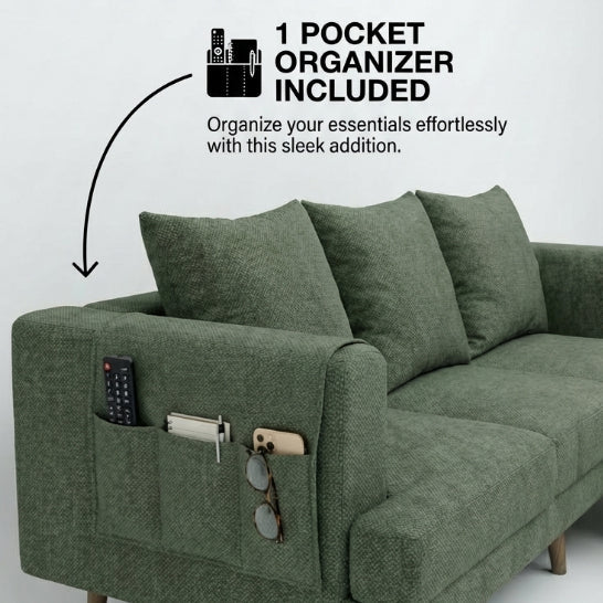 Kinami - Ajeg - Sofa 3 Seater Sudut Spica Anti Cakar / Sofa Untuk 3 Orang Gaya Japandi Minimalis Modern Empuk dan Santai - gambar 3