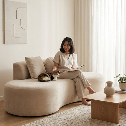 Kinami - Ajeg - Sofa 2 Seater Kawa Anti Cakar / Sofa 2 Dudukan Minimalis Modern Empuk dan Santai Gaya Japandi - gambar 4