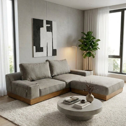 Kinami - Ajeg - Sofa 2 Seater Sudut Shizu Pendek Anti Cakar / Sofa 2 Dudukan Minimalis Modern Empuk dan Santai Gaya Japandi - gambar 1