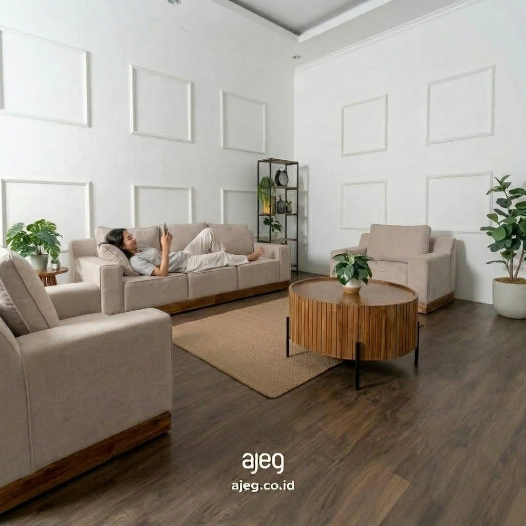 Kinami - Ajeg - Sofa Set 3-1-1 Seater Shizu Anti Cakar / Sofa Untuk Ruang Tamu Minimalis Modern / Kursi Empuk dan Santai Gaya Japandi - gambar 3