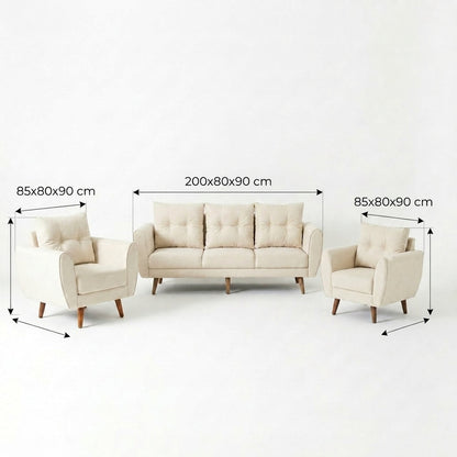 Kinami - Ajeg - Sofa Set 3-1-1 Seater Kobe Anti Cakar / Sofa Untuk Ruang Tamu Minimalis Modern / Kursi Empuk dan Santai Gaya Japandi - gambar 8