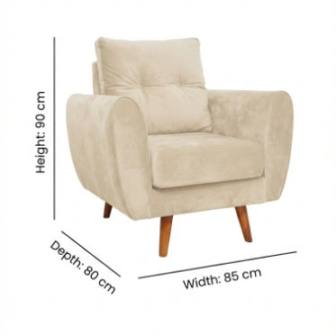 Kinami - Ajeg - Sofa 1 Seater Kobe Anti Cakar / Sofa 1 Dudukan Minimalis Modern / Kursi Empuk Ruang Tamu Aesthetic - gambar 5