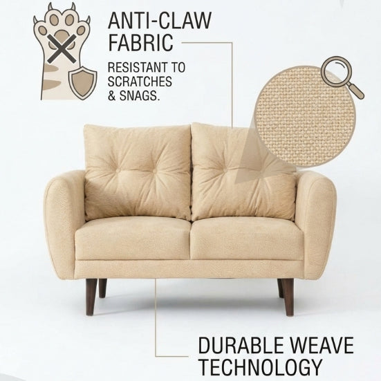 Kinami - Ajeg - Sofa 2 Seater Kobe Anti Cakar / Sofa 2 Dudukan Minimalis Modern Empuk dan Santai Gaya Japandi - gambar 6