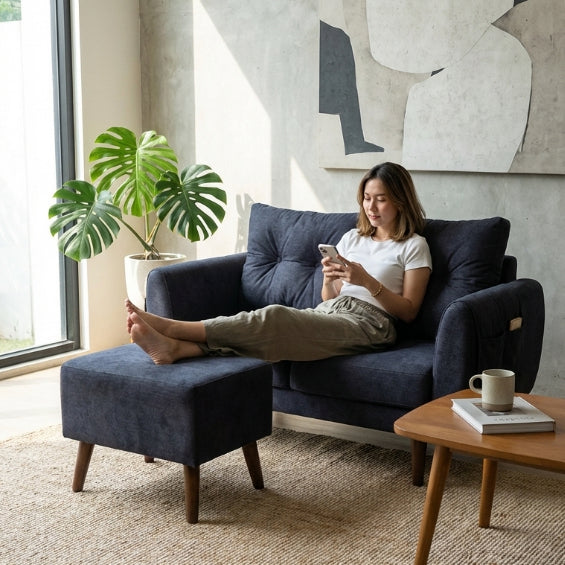 Kinami - Ajeg - Sofa 2 Seater Sudut Kobe Anti Cakar / Sofa 2 Dudukan Minimalis Modern Empuk dan Santai Gaya Japandi - gambar 7