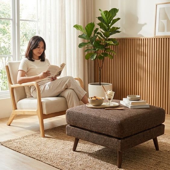Kinami - Ajeg - Puff Chio Empuk Minimalis / Stool Bench Square / Kursi Bangku Serbaguna / Meja Tamu Coffee Table Ruang Tamu - gambar 2