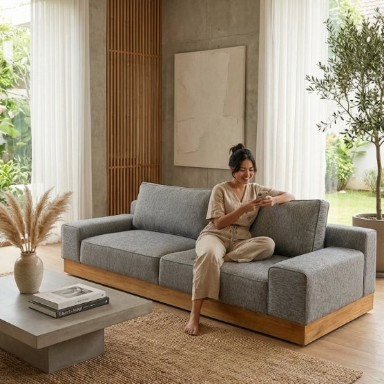 Kinami - Ajeg - Sofa 2 Seater Shizu Short Anti Cakar / Sofa 2 Dudukan Lesehan Minimalis Modern Empuk dan Santai Gaya Japandi - gambar 5