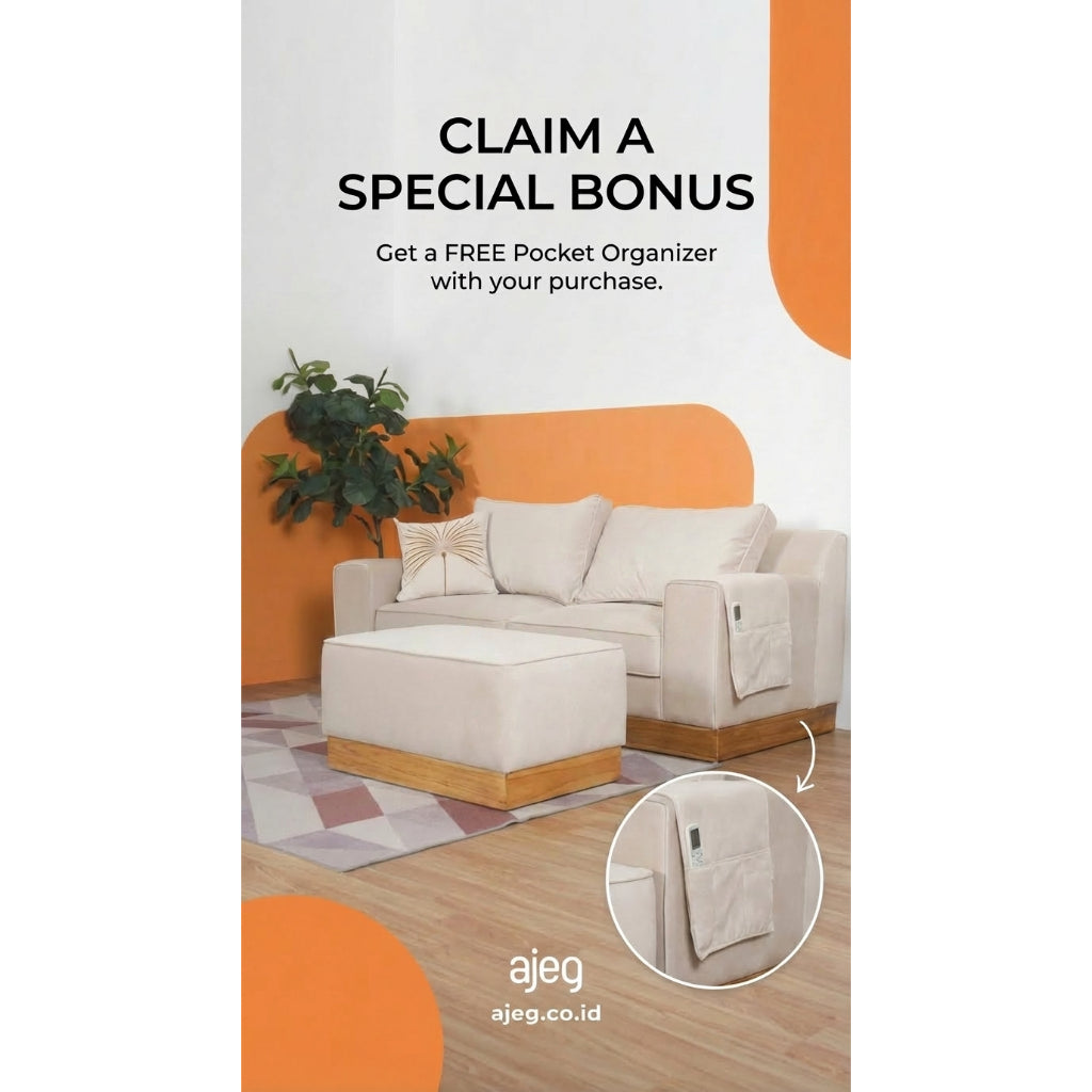 Kinami - Ajeg - Sofa 2 Seater Sudut New Shizu Anti Cakar / Sofa 2 Dudukan Minimalis Modern Empuk dan Santai Gaya Japandi - gambar 4